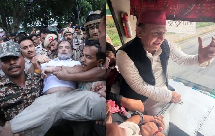 राहुल गांधी की नाक से बहता दिखा खून, हिरासत में लिए जाने के दौरान…