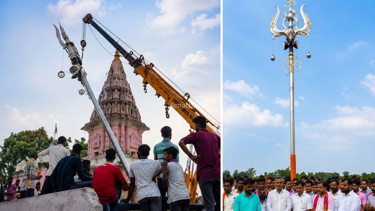 अयोध्या में स्थापित हुआ देश का सबसे बड़ा 60 फीट ऊंचा ‘महा त्रिशूल’, 500 साल पुराने शिव मंदिर में भव्य लोकार्पण​
