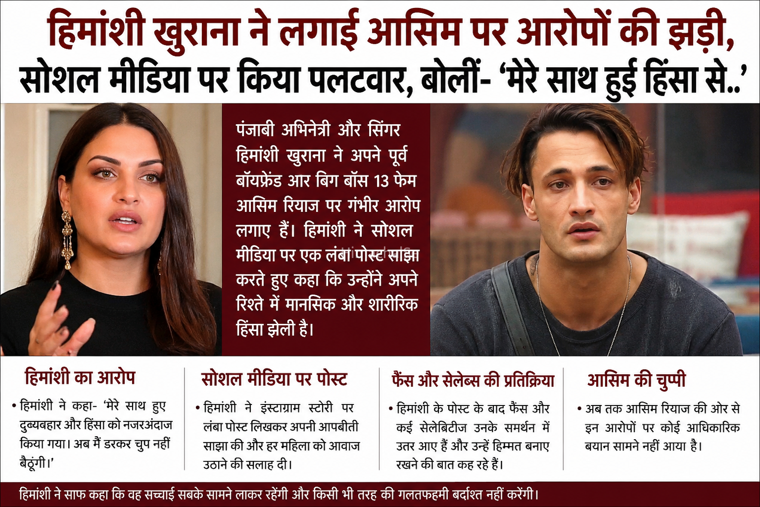 हिमांशी खुराना का आसिम रियाज पर तीखा पलटवार​