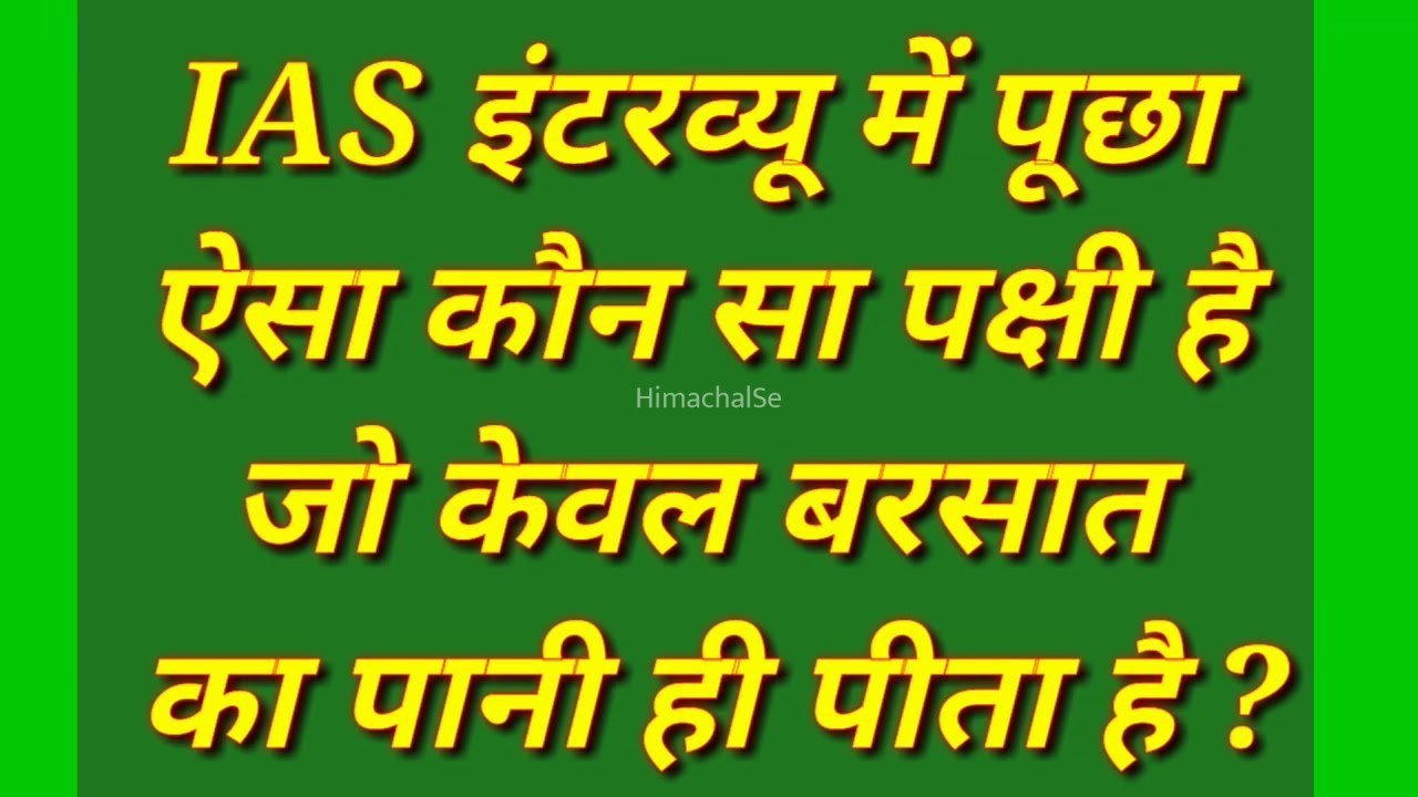 IAS इंटरव्यू में पूछा ऐसा कौन सा पक्षी है जो केवल बरसात का ही पानी पीता है
